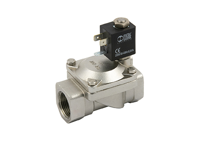 2-way servo-assisted solenoid valve, diaphragm, brass or stainless steel body